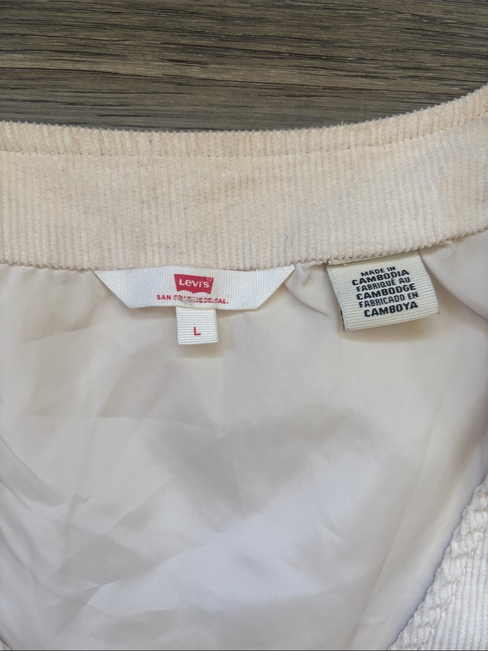 Levi's | Vintage Inspired Tailored Corduroy Vest in Ivory Cream Size Large - Picture 9 of 15